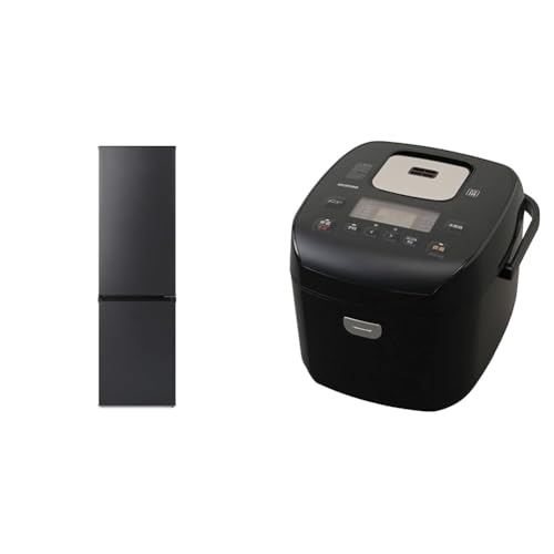 【セット買い】【Amazon.co.jp限定】アイリスオーヤマ 冷蔵庫 170L ブラック+炊飯器 10合 圧力IH式